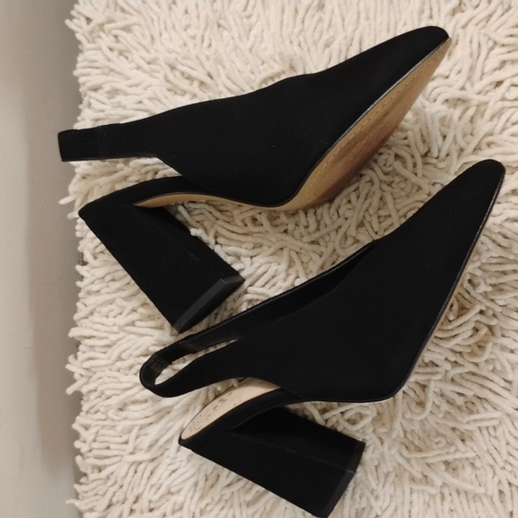 Vince Camuto Tashinta Black Suede Slingback Pointy Toe Heels - Picture 9 of 9